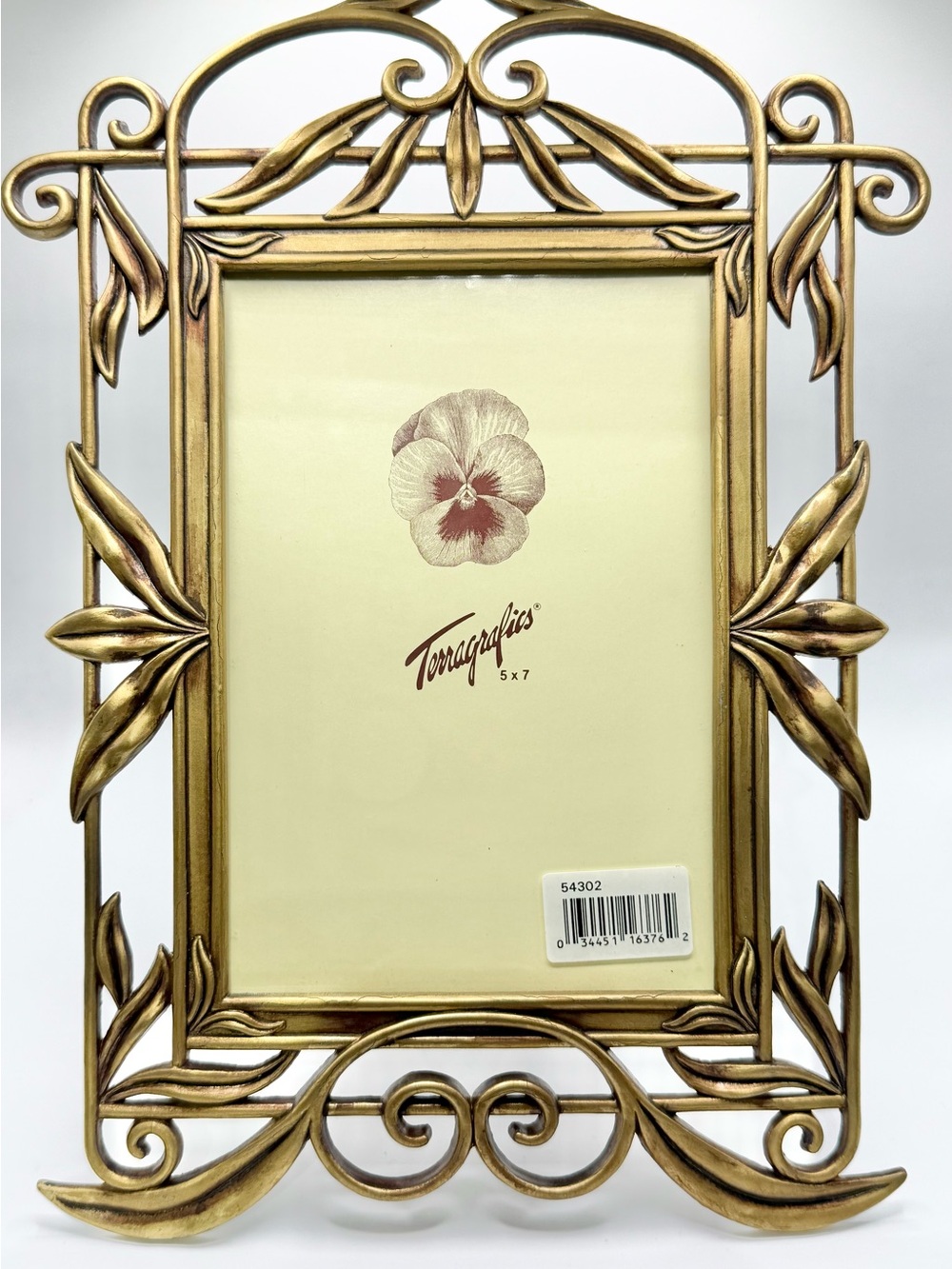 Vtg TERRAGRAFICS Art Deco Nouveau Frame Antiqued Hollywood Regency Style 5x7”